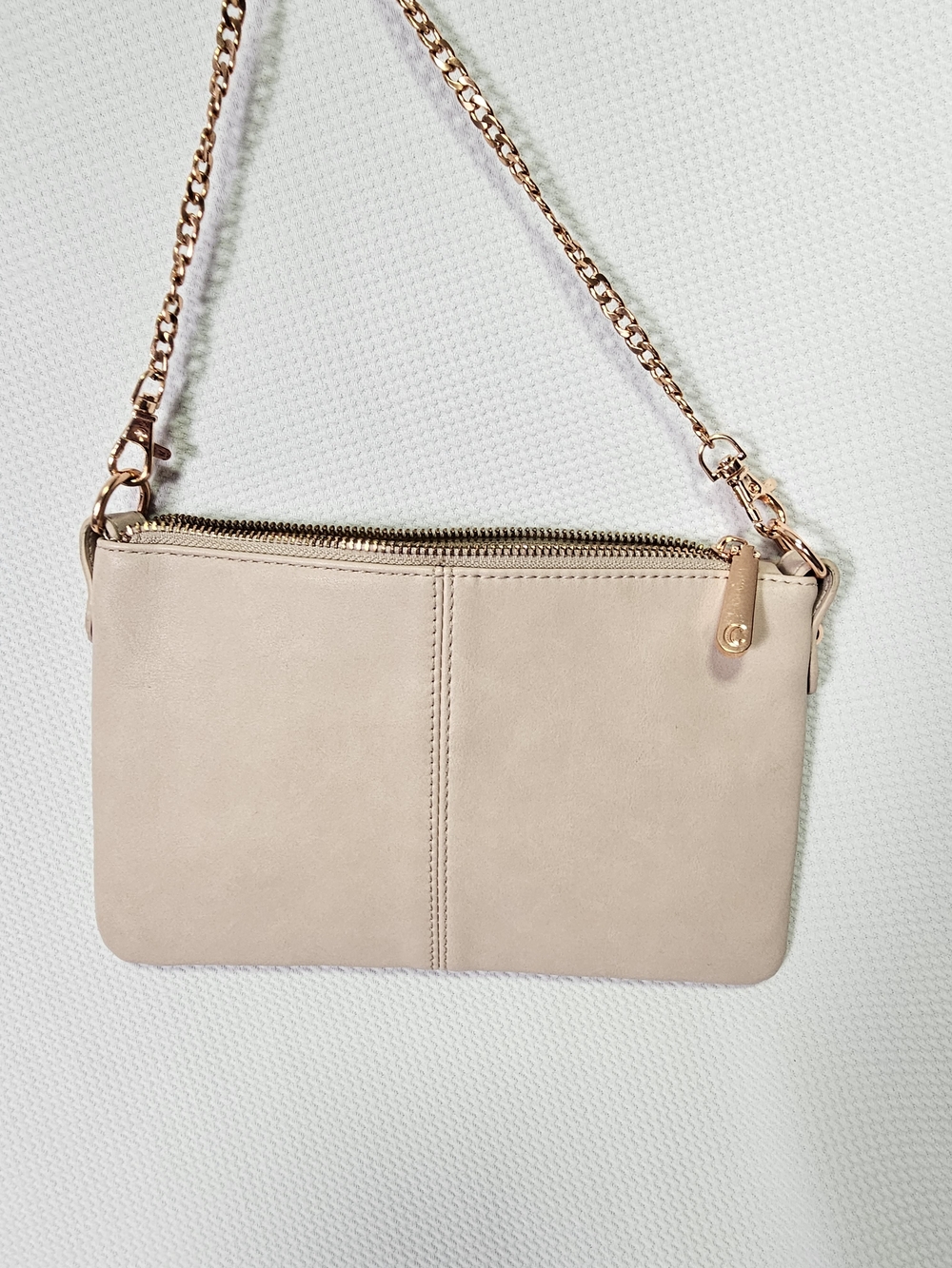Women's Neutral Suede Crossbody Bag with Chain Strap